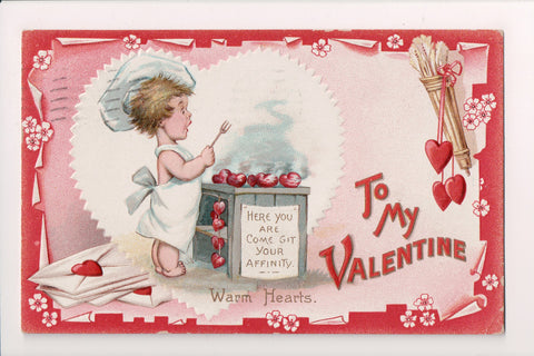 Valentine postcard - To my Valentine - angel street vendor, baker - E10242