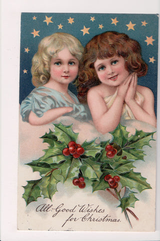 Xmas postcard - Christmas - 2 Cute Girls from chest up - E10302