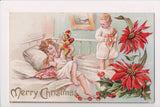 Xmas postcard - Christmas - Girl in bed w/Joker doll - E10310