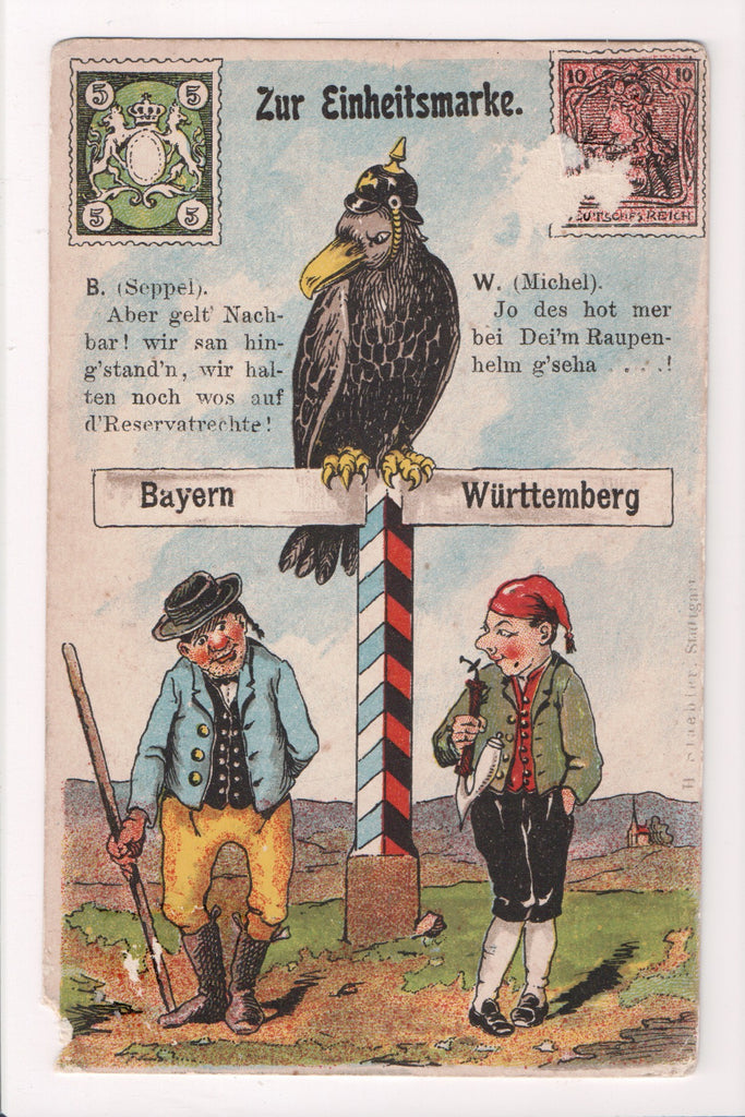 Foreign postcard - Wurttemberg / Bayern - CROW with German Helmet - E10438