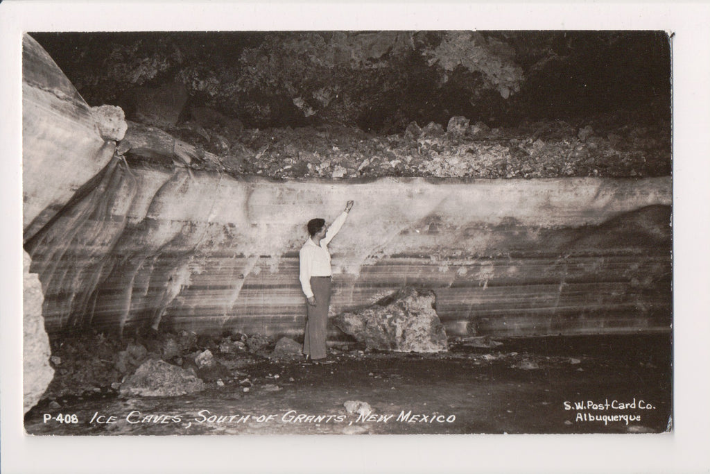 NM, GRANTS (south of) - Ice Caves w/man - RPPC - E17080