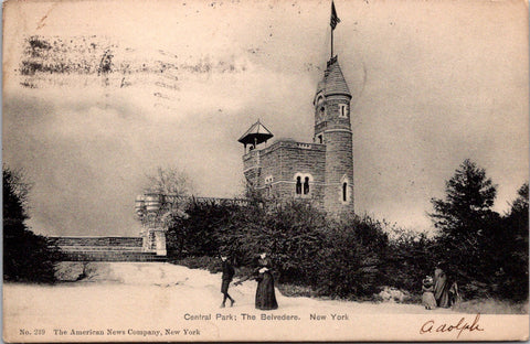 NY, NEW YORK CITY - Central Park, The Belvedere - people, building - 1905 postcard - EP0064