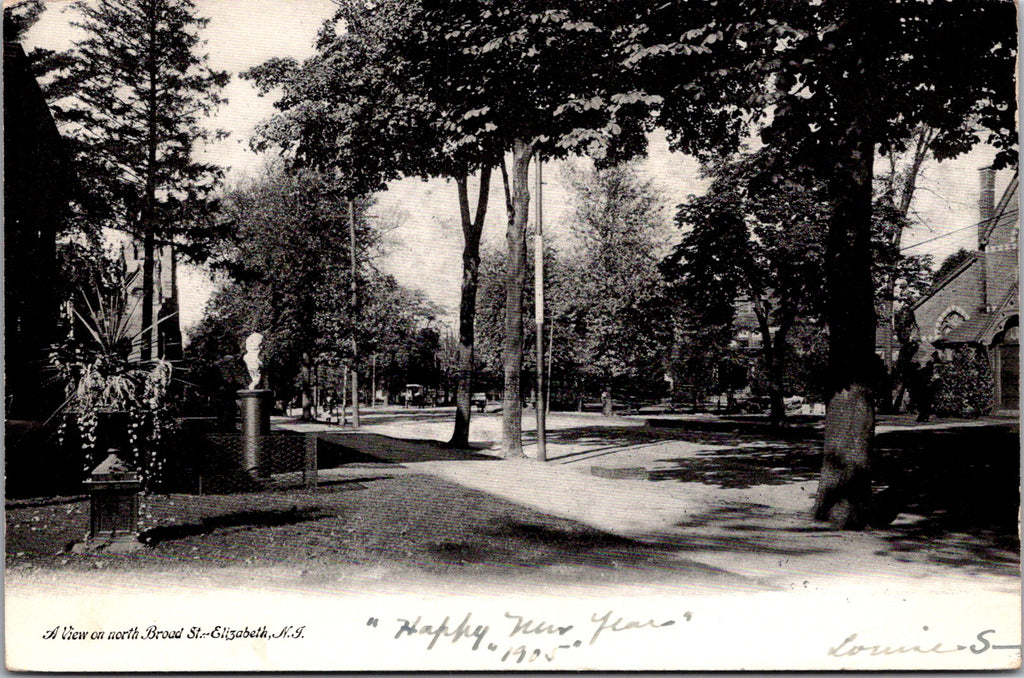 NJ, ELIZABETH - Broad St, Church - 1904 postcard - EP0092