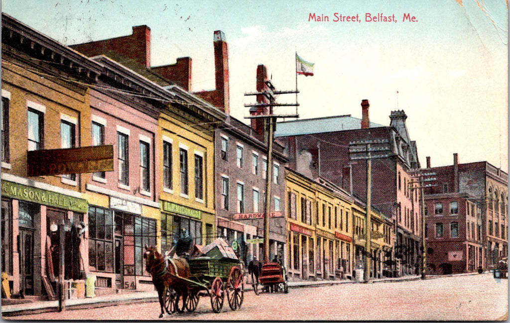 ME, Belfast - Main St - MASON & HALL / L McDONALD signs - EP0164