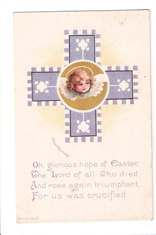 Easter - Child angel head with wings and halo, Clapsaddle signed - A17154