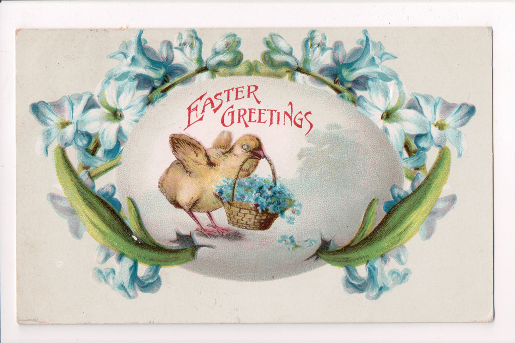 Easter - chick with basket in mouth postcard - B06335