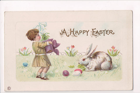 Easter - Boy with lily plant in hands postcard - C-0151