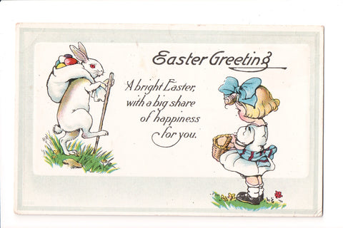 Easter - Anthropomorphic, fantasy bunny with sack and stick postcard - C06005