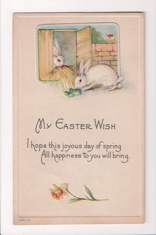 Easter - 2 white bunny rabbits - My Easter Wish postcard - C06430