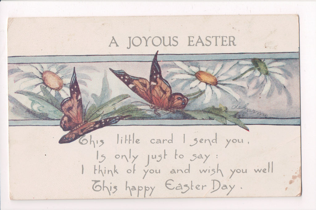 Easter - Butterflies, daisies - artist signed postcard - C17043