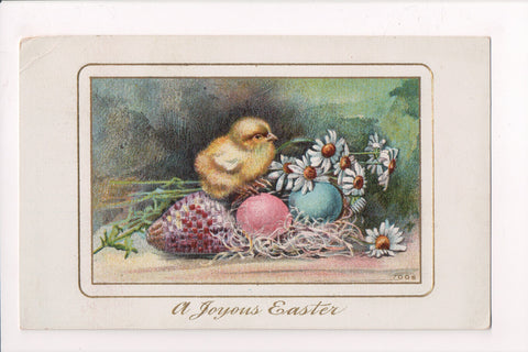 Easter - Chick, daisies, eggs - Winsch #7006 postcard - C17045
