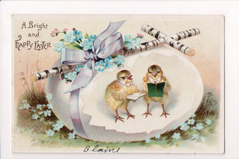 Easter - Anthropomorphic, fantasy, chicks singing postcard - C17446