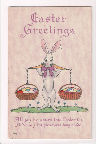 Easter - Bunny Rabbit standing with a yoke and 2 baskets of eggs - C17794