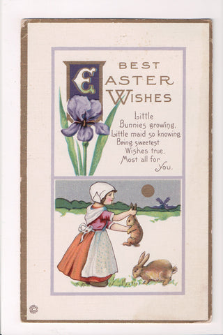 Easter - Dutch girl with rabbits, purple Iris (ONLY Digital Copy Avail) - E09099