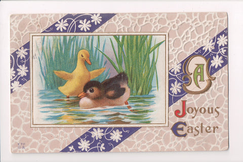 Easter - Couple of little ducklings - Nash #E711 postcard - M-0277
