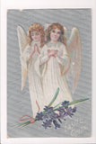 Easter - 2 large angels with gold tinged wings postcard - M-0316