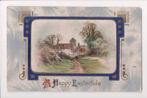 Easter - Silk print, art deco type background, Winsch Back postcard - NY0093