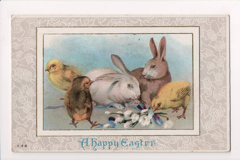 Easter - bunnies and chicks together postcard - SL2066