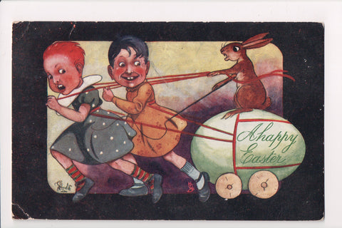 Easter - Boys? in a dress, egg cart - Tuck postcard - signed Hyde - w03953