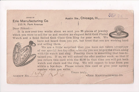 IL, Chicago - ERIE MANUFACTURING CO - @1905 advertising correspondence - 700015