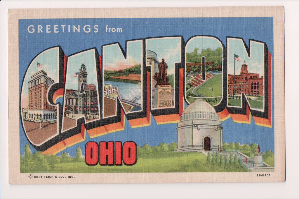 OH, CANTON - Large Letter greetings - Curt Teich - F03054