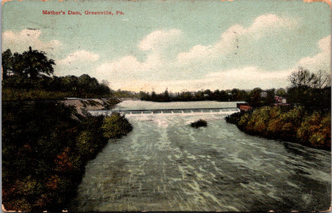 PA, Greenville - Mathers Dam and surrounding area - 1908 postcard - F03227