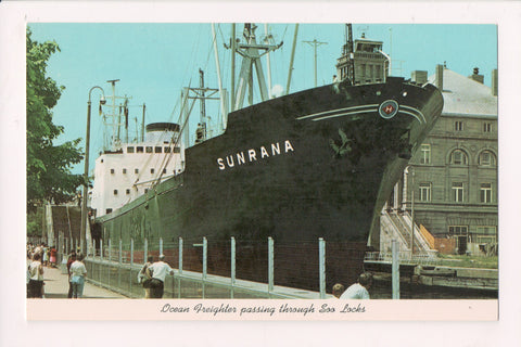 Ship Postcard - SUNRANA - at Soo Locks, closeup - F17142