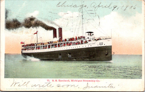 Ship Postcard - EASTLAND, S S - Michigan Steamship Co - F17371