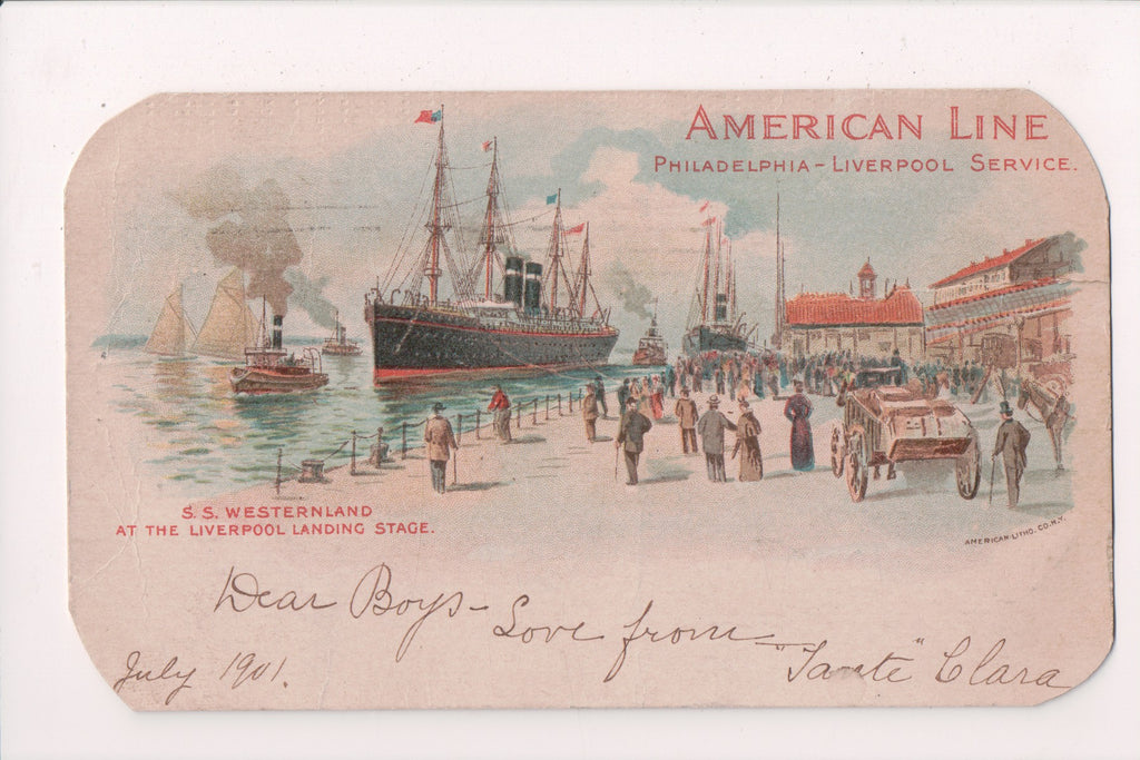 Ship Postcard - WESTERNLAND, SS at the Liverpool Landing - FF0008