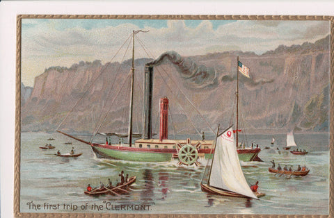 Ship Postcard - CLERMONT, First Trip of the paddle boat - FF0018