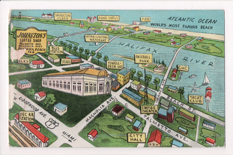 FL, Daytona Beach - Johnstons Coffee Shop, street map with labels - F03032