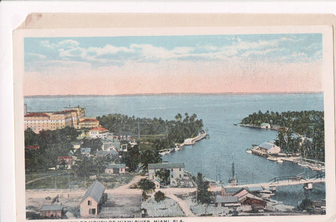 FL, Miami - birds eye view - Artino postcard - C08685 **DAMAGED / AS IS**