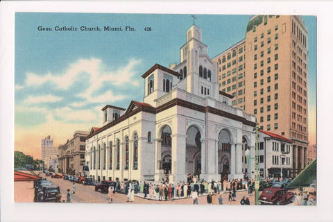 FL, MIAMI- Gesu Catholic Church, vintage postcard - w00878