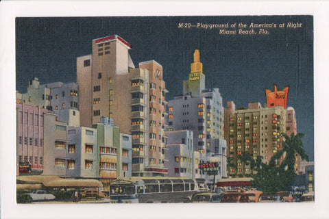 FL, Miami Beach - Hotel Maxine, Deland, city buses, vintage postcard - C-0120
