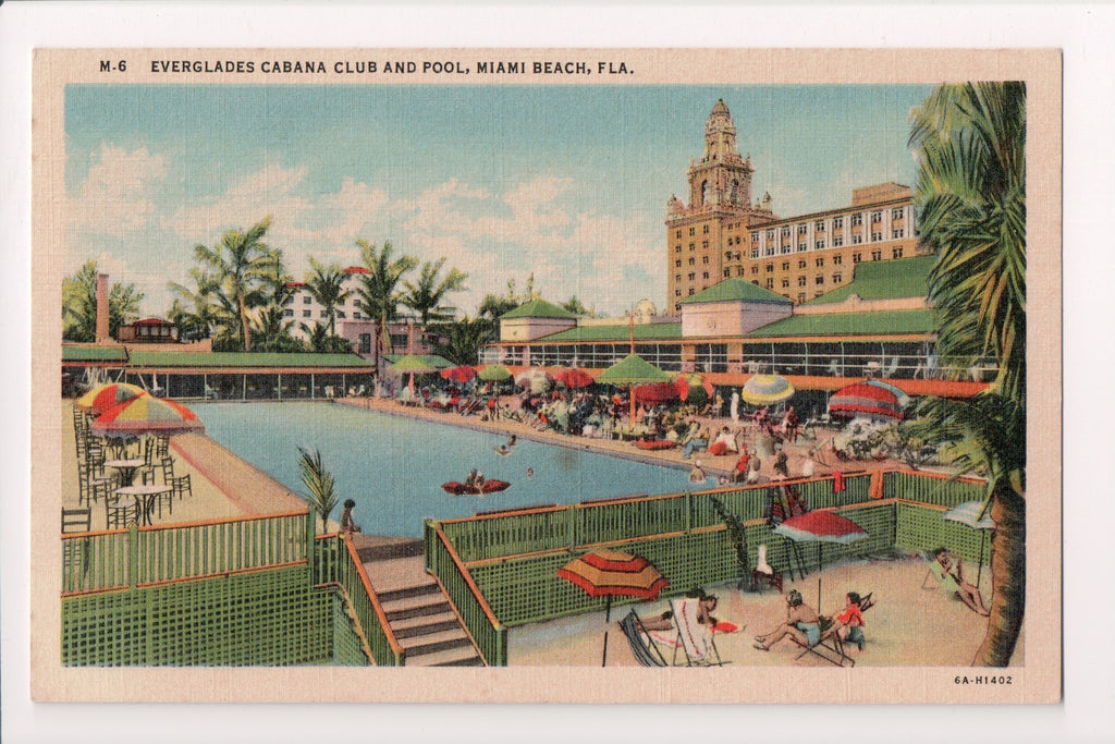 FL, Miami Beach - Everglades Cabana Club, Pool - vintage postcard - w02975