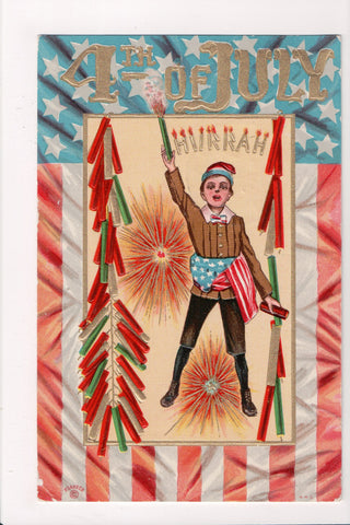 4th of July - Hurrah, fireworks - @1910 postcard - E10328
