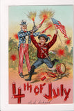 4th of July -  Uncle Sam w/fireworks, boy w/gun and flag - SL2005