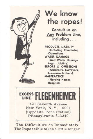 NY, NYC - FLEGENHEIMER advertisement postcard - 605066