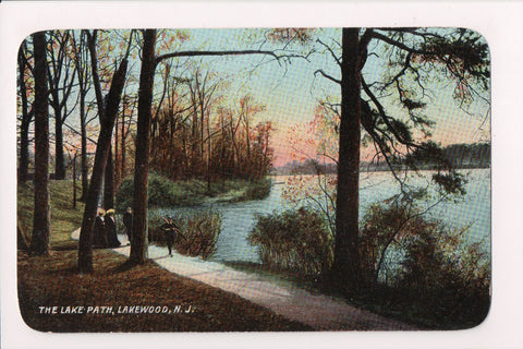 NJ, Lakewood - The Lake/Path, about 1907 postcard - G03019