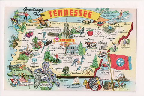 TN, TENNESSEE - STATE MAP postcard - G03302