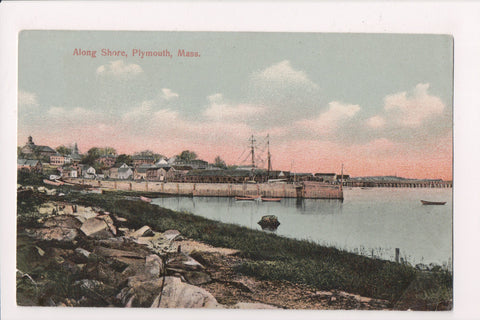 MA, Plymouth - Shore view including houses postcard - G06056