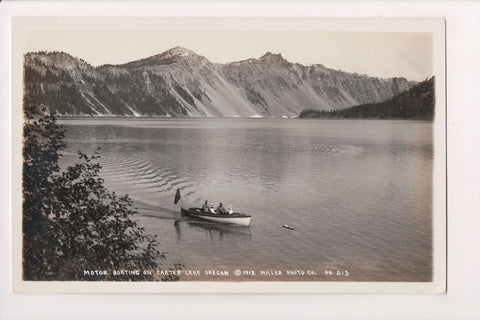 OR, Crater Lake - motor boating and view - Miller RPPC - G17173