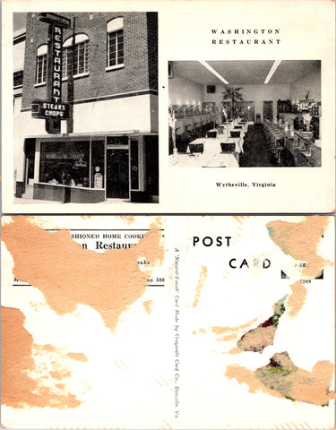 VA, Wytheville - Washington Restaurant multi view - old postcard - G18002