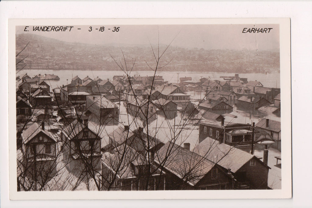 PA, EAST VANDERGRIFT - Bird Eye of 1936 flooding, Earhart RPPC - G18034