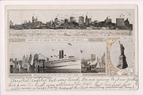 Ship Postcard - PRISCILLA, Fall River Line - multi view - G18091