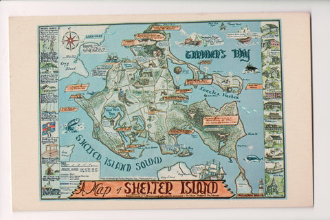 NY, SHELTER ISLAND - Map with lots of names, info (original SOLD) G18106