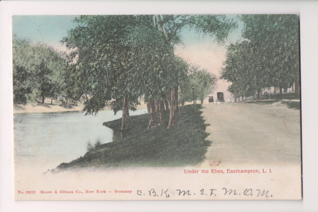 NY, Easthampton Long Island - road near river postcard - G18123