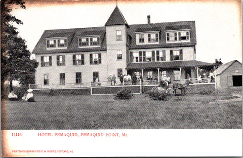 ME, Pemaquid Point - Hotel Pemaquid - people, horse and buggy - G18146