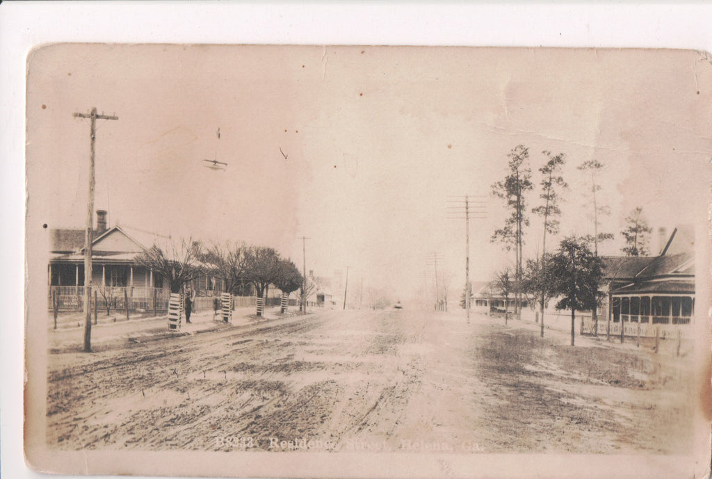 GA, Helena - Residence St RPPC plus FREE similar DAMAGED card - M-0017