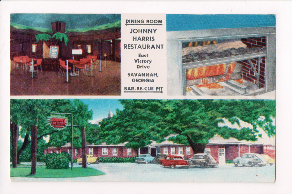 GA, Savannah - Johnny Harris Restaurant on E Victory Drive postcard - w02847
